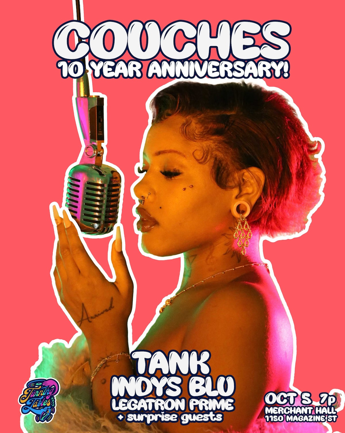 10.5: 10 YEARS of COUCHES ft TARRIONA TANK BALL + special guests